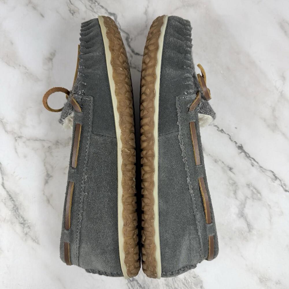 Minnetonka Tilia Moccasin Slippers Gray Suede Cozy Cottagecore Slip On Sz8 EUC - Picture 8 of 9